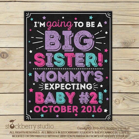 I'm Going to be a Big Sister Sign - Big Sister Pregnancy Announcement Chalkboard Sign Printable - Big Sister Announcement sign Props Il_570xn