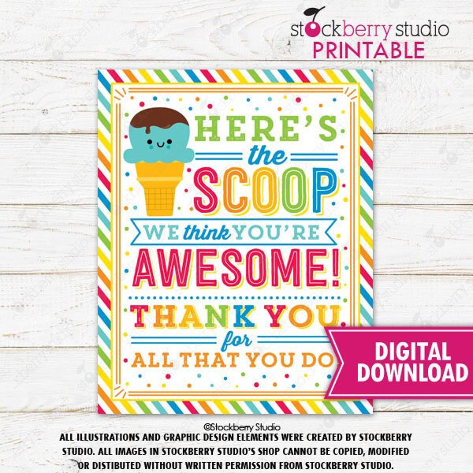 Ice Cream Sign Printable Staff Employee Teacher Appreciation Etsy