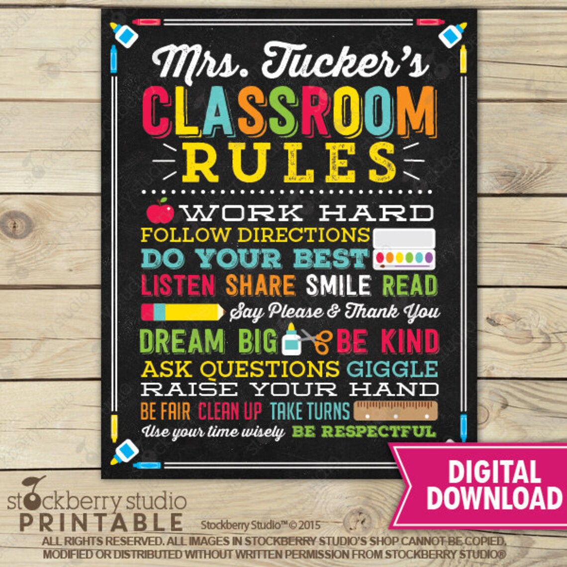 Classroom Rules Personalized Teacher Sign Classroom Decor - Etsy