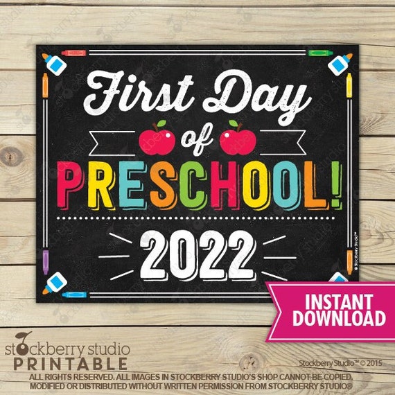 First Day of Preschool Sign 1st Day of School Sign Printable First Day of School Sign Photo Props Chalkboard Sign Instant Download Il_570xn
