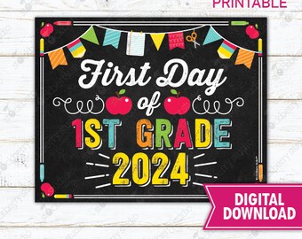 First Day of 1st Grade Sign, First Day of School Sign, Printable 1st ...
