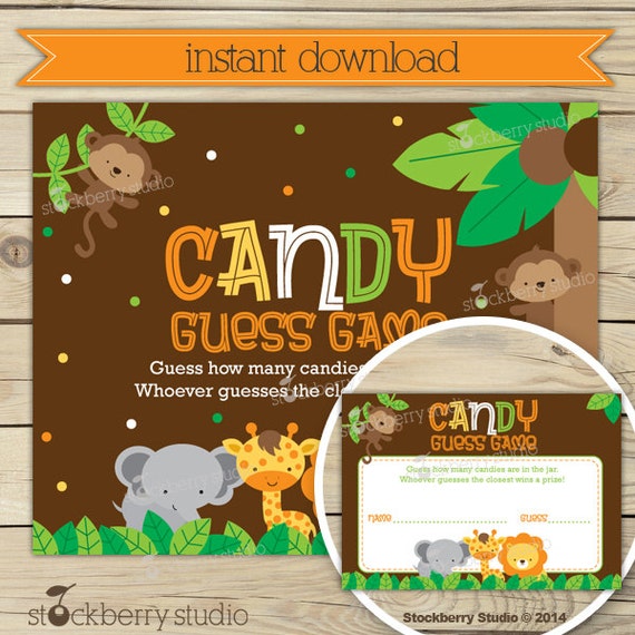 Safari Baby Shower Candy Guessing Game - Jungle Baby Shower Games Printable - Instant Download - Baby Shower Game - Shower Activities Il_570xn
