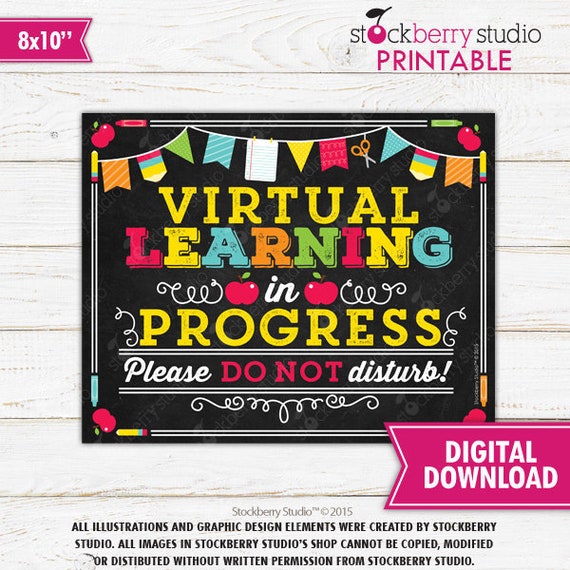 Virtual Learning In Progress Sign Homeschool Virtual Classroom Etsy Virtual Learning In Progress Sign Homeschool Virtual Classroom Etsy