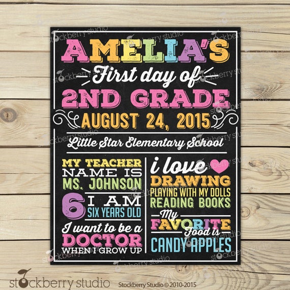 First Day of School Chalkboard Sign Printable 1st Day of School Sign Back to School Sign Photo Props Chalkboard Sign Girl Posters 1st Grade Il_570xn