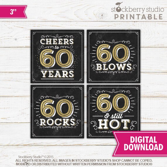 60th Birthday Candy Tags - 60th Birthday Favor Tags Printable - 60th Birthday Tags - 60th Birthday Party Favors 60th Birthday Candy Bar Sign Il_570xn