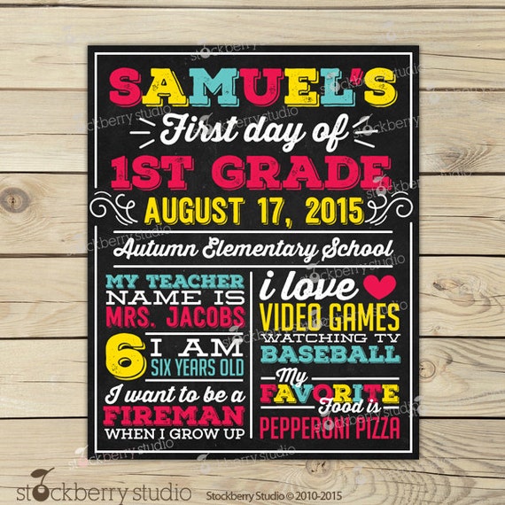 First Day of School Chalkboard Sign Printable 1st Day of School Chalkboard Sign Back to School Chalkboard 1st Day of School Sign Digital Il_570xn