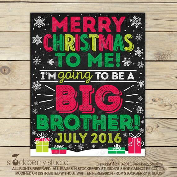 Christmas Big Brother Announcement Chalkboard Printable - Christmas Baby Announcement Sign - Pregnancy Reveal - Were Expecting - Winter Il_570xn