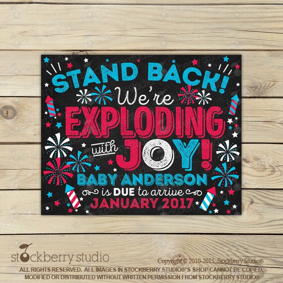 4th of July Pregnancy Announcement Chalkboard Sign Printable - Fourth of July Pregnancy Reveal to Family - Were Expecting - Baby Reveal Il_570xn