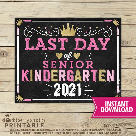 Girl Last Day of Senior Kindergarten Sign - Princess Last Day of School Sign Printable - Back to School Sign - Instant Download Il_570xn