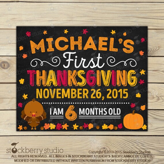 First Thanksgiving Sign Printable - 1st thanksgiving sign - Baby's First Thanksgiving - Thanksgiving Chalkboard - Baby Milestone - My First Il_570xn