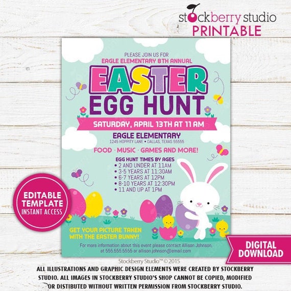 Easter Egg Hunt Flyer Printable Easter Party Invitation Easter Egg Hunt Sign Kids Easter Bunny Event Easter Egg Hunt Invite Instant Download Il_570xn