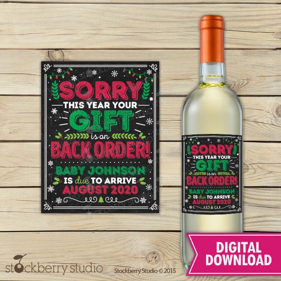 Christmas Wine Label Pregnancy Announcement Gift Holiday Pregnancy Announcement Card - New Grandparent Printable Christmas Pregnancy Reveal Il_570xn