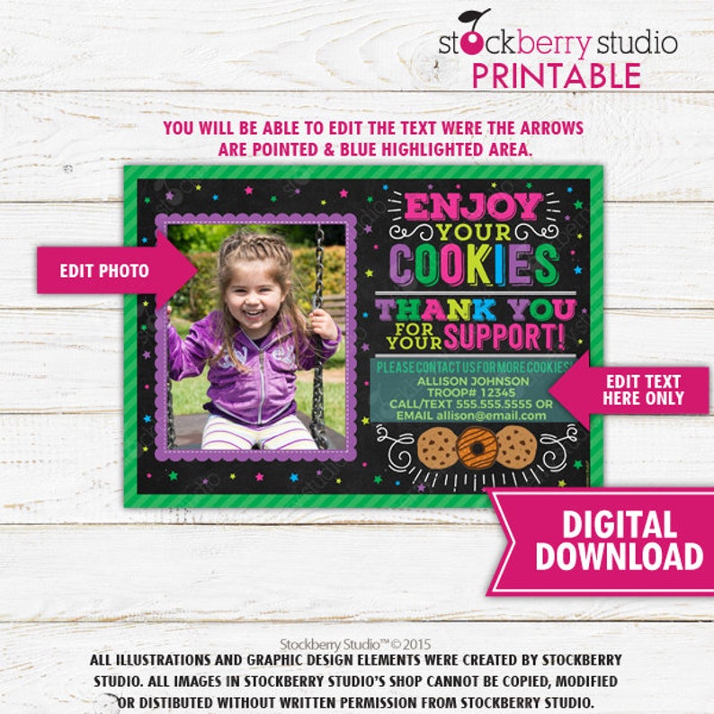Scout Cookies Thank You Notes Scout Thank You Cards Printable - Etsy