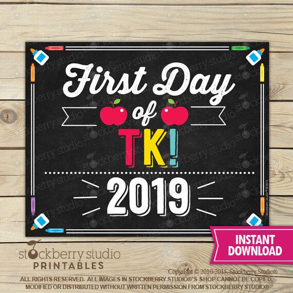 First Day of TK - 1st Day of School Printable - TK Graduation Sign - Photo Props - TK Chalkboard Sign - Instant Download - transitional Il_570xn