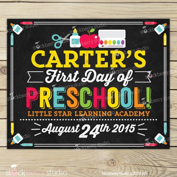 First Day of Preschool Sign Printable - 1st Day of Preschool Sign - 1st Day of School Chalkboard Sign - Back to School Chalkboard - Custom Il_570xn