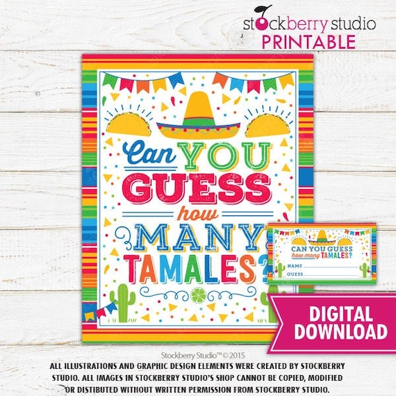 Can You Guess How Many Tamales Fiesta Baby Shower Game Sign Taco Bout A Baby Mexican Themed Fiesta Ideas Printable Instant Download Il_570xn