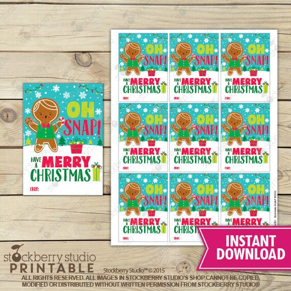Gingerbread Man Gift Tags Printable Oh Snap Gingerbread Christmas Cookie Classmates Card Christmas Favor Treat Tags Instant Download Il_570xn