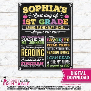 Last Day of Pre-kindergarten Chalkboard Printable Last Day of Preschool ...