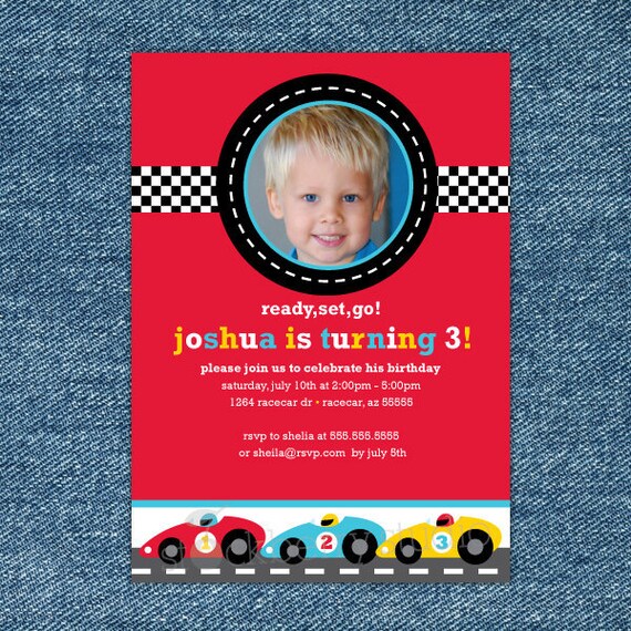 Race Car Birthday invitation Printable - Boy 1st Birthday Invitation - Race Car Party Invitation - boy birthday invitations - race car party Il_570xn