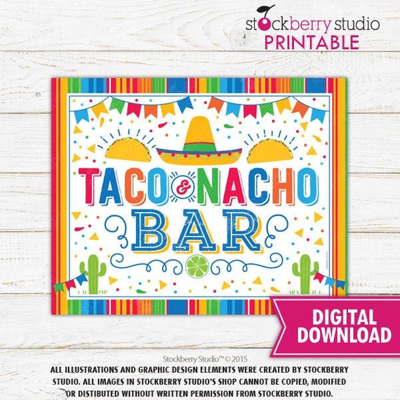 Taco and Nacho Bar Sign Printable Fiesta Sign Taco Twosday | Etsy Canada