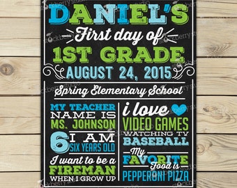 First Day of School Sign Back to School Printable 1st Day of School Sign Back to School Chalkboard Sign First Day of 1st Grade Sign
