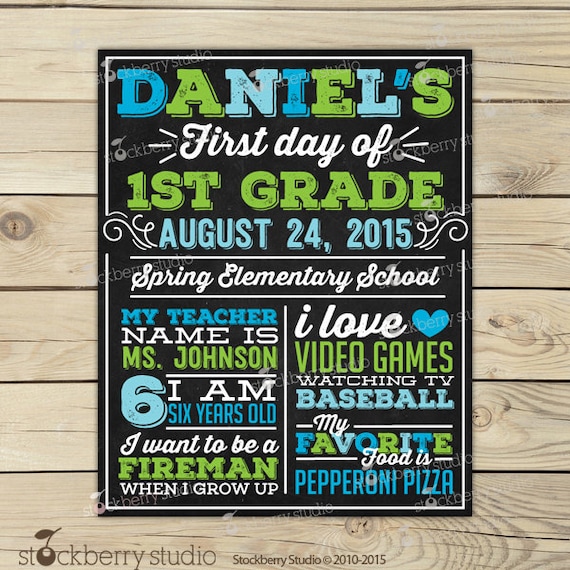 First Day of School Sign - Back to School Printable - 1st Day of School Sign - Back to School Chalkboard Sign - First Day of 1st Grade Sign Il_570xn