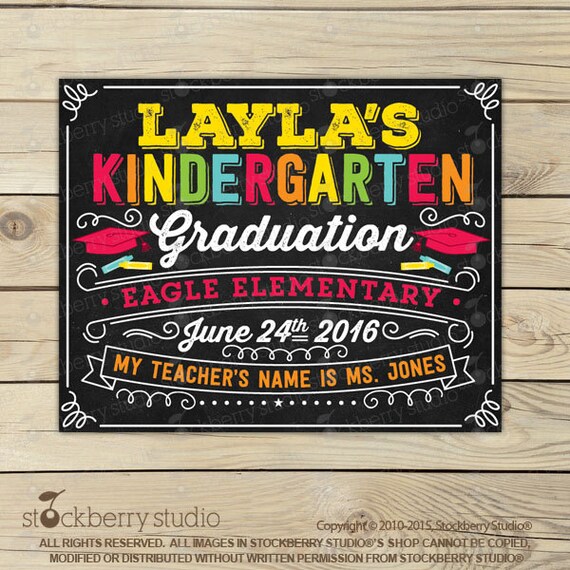 Kindergarten Graduation Chalkboard Sign Printable - Last day of Kindergarten Sign - Preschool Graduation Sign - Pre K Graduation Chalkboard Il_570xn