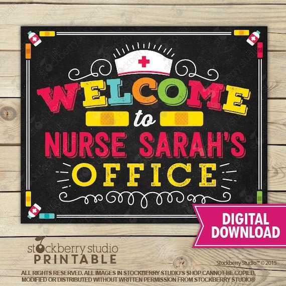 School Nurse Door Sign Printable Personalized Nurse Sign Nurse