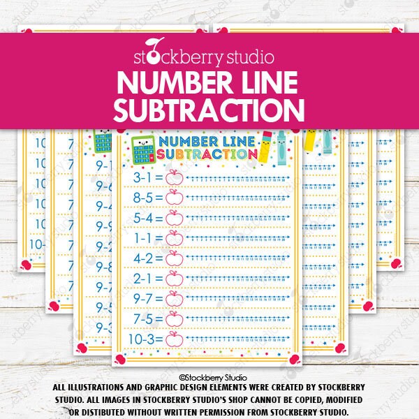 number line math subtraction printable kindergarten math etsy norway