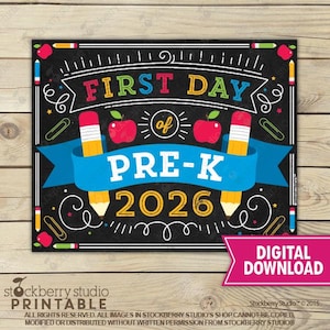 First Day of Prek Sign Instant Download First Day of Pre-k Sign Printable First Day of School Sign first day of pre k PreK 1st Day of School