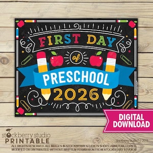 Letrero para el primer día de preescolar, descarga instantánea, letrero para el primer día de preescolar para niño, letrero imprimible para el primer día de clases, letrero para el regreso a clases imagen 1