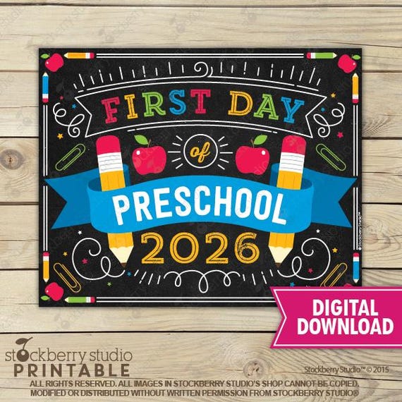 First Day of Preschool Sign Instant Download Boy 1st Day of Preschool Sign Printable First Day of School Sign Back to School Sign