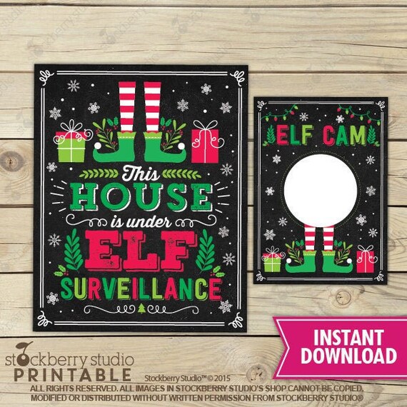 This House is Under Elf Surveillance Sign Elf Cam Printable Elf Ideas Props Holiday Printable Elf Christmas Sign Instant Download Digital Il_570xn