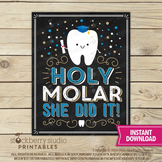 Dental Graduation - Holy Molar She Did It Sign Printable - Dental College Graduate - Instant Download - Dentist Orthodontist Graduate Il_570xn