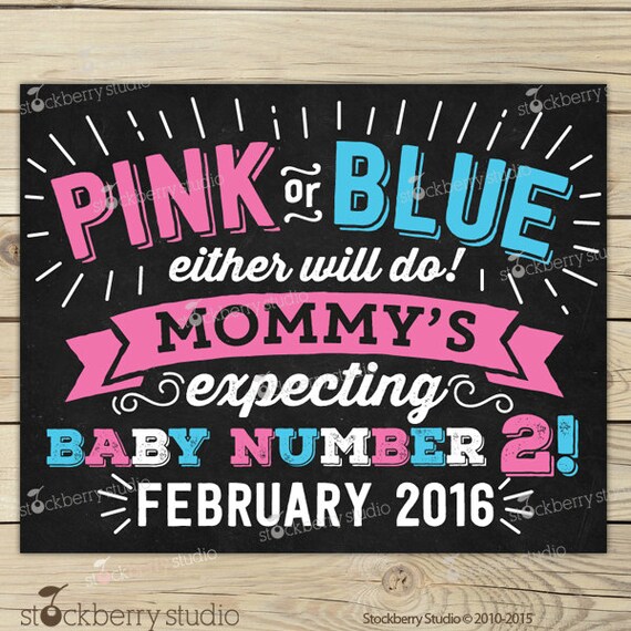Pink or Blue Either Will Do - Pregnancy Announcement Chalkboard Sign Printable - Baby Announcement Sign - Pregnancy Reveal - Were Expecting Il_570xn