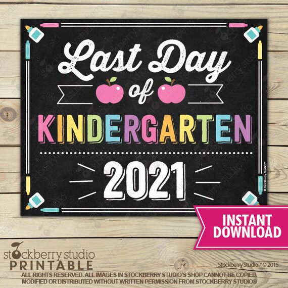 Girl Last Day of Kindergarten Sign - Girl Last Day of School Sign Printable - Back to School Sign - Instant Download - Kindergarten Sign Il_570xn