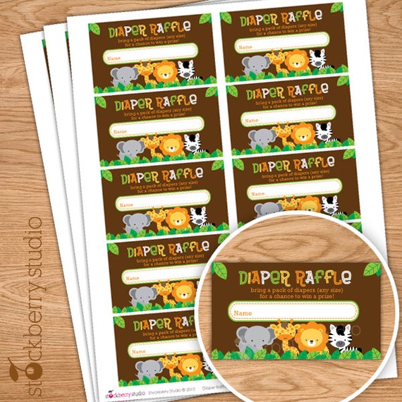 Safari Jungle Baby Shower Diaper Raffle Ticket Instant Download Gender Neutral Diaper Raffle Tickets Baby Shower Games Printable Il_570xn