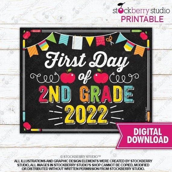 First Day of 2nd Grade Sign First Day of Second Grade School Sign Printable First Day of School Sign Back to School Instant Download Il_570xn
