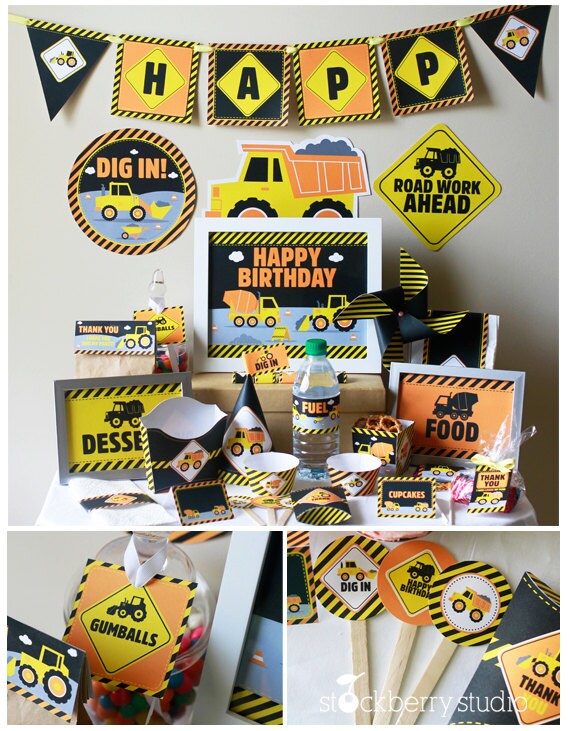 Construction Birthday Decorations - Construction Birthday Party - Construction Party Signs - Construction Party Printables - Party Package Il_570xn