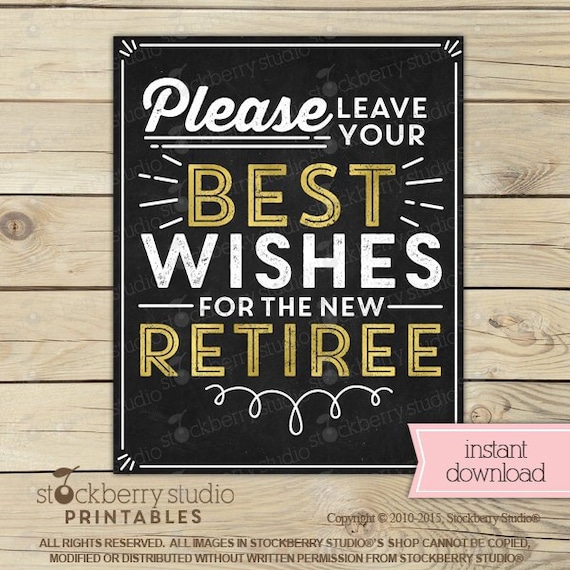 Retirement Best Wishes Printable - Instant Download - Retirement Party Sign - Retirement Party Please Leave Your Best Wishes for the Retiree Il_570xn