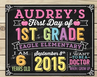 First Day of School Chalkboard Sign Girl First Day of School Sign 1st Day of School Sign 1st Day of School Chalkboard Back to School Sign