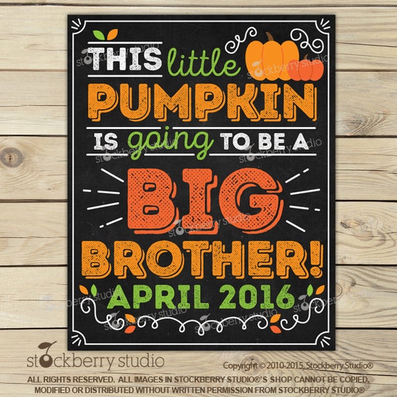 Fall Big Brother Pregnancy Announcement Sign Printable Pumpkin Baby Announcement Chalkboard Poster Baby Reveal We're Expecting Photo Props Il_570xn