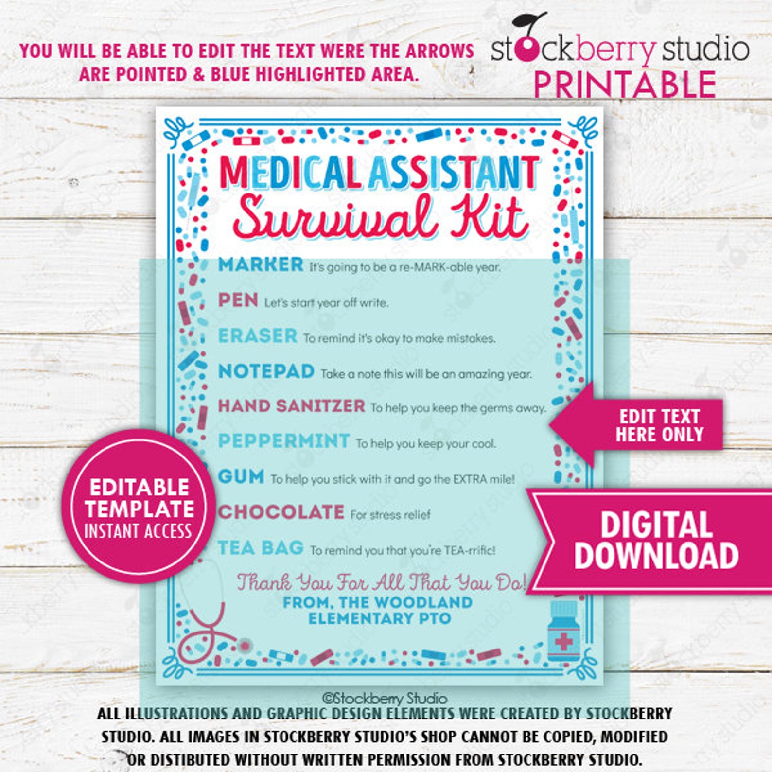 Medical Assistant Survival Kit Printable Thank You CNA - Etsy