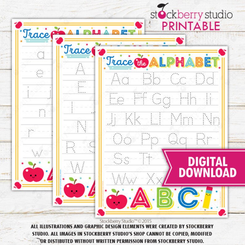 Alphabet Tracing Worksheet Printable Learning to Write | Etsy