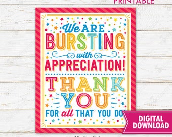Appreciation Thank You Tags Instant Download Teacher PTO/PTA - Etsy