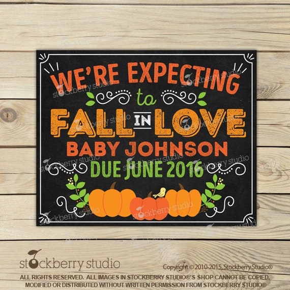 Pumpkin Pregnancy Announcement Chalkboard Sign Printable Fall in Love Baby Announcement Autumn Pregnancy Reveal Were Expecting Digital Il_570xn