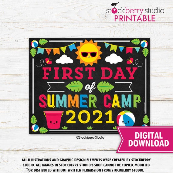 First Day of Summer Camp Sign Printable Instant Download Photo Prop First Day of Camp Sign Il_570xn