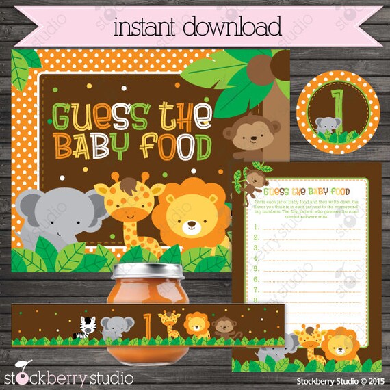 Safari Baby Shower Guess the Baby Food Game Printable - Instant Download - Baby Shower Games - Jungle Animals - Baby Shower Activities Il_570xn