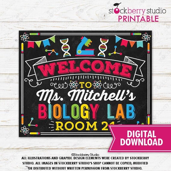 Biology Teacher Class Door Sign Science Lab Sign Science Classroom Sign Personalized
