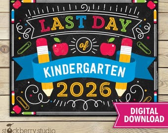 Letrero del último día de kínder Descarga instantánea Letrero del último día de kínder Imprimible Letrero del último día de clases Letrero de fin de año escolar